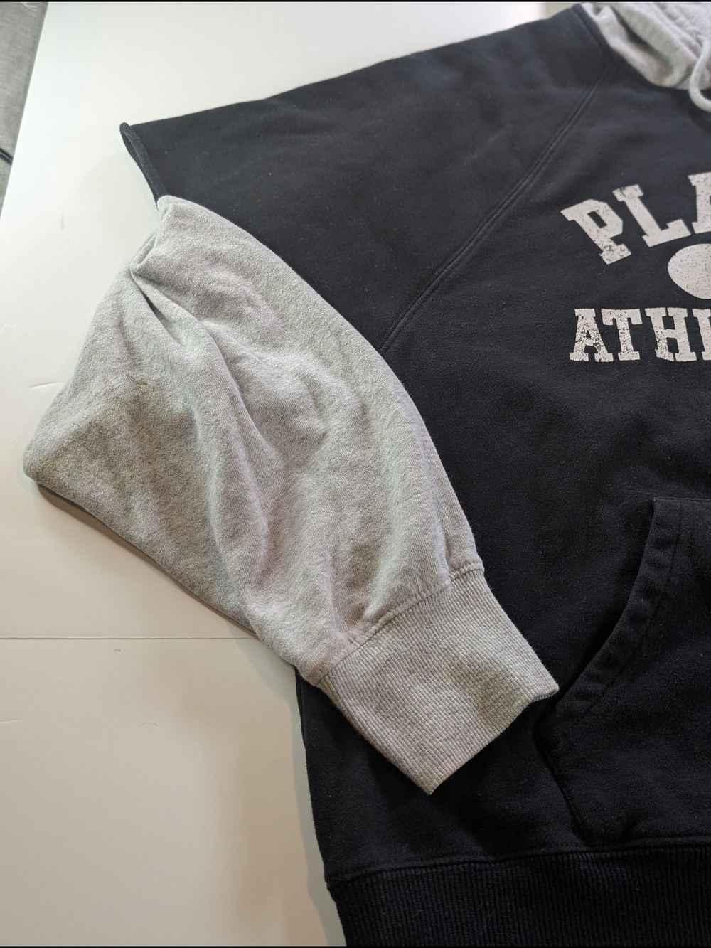 Vintage Style Playboy Athletic Club Double Layer Hoodie Black Gray Size Small - Picture 2 of 14